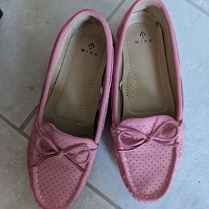 Pink Perforated Bow Loafers
